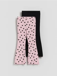 Reserved - Prążkowane legginsy z bawełny 2 pack - wielobarwny - Spodnie i spodenki dla dziewczynek - miniaturka - grafika 1