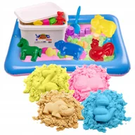 Masy plastyczne - BibiMoon Piasek Kinetyczny 4kg ZESTAW Foremki Dmuchana Piaskownica - miniaturka - grafika 1