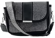 Torebki damskie - KOBIECA TOREBKA BAG NA RAMIĘ  CYRKONIE PASEK SREBRNA GLAMOUR - miniaturka - grafika 1