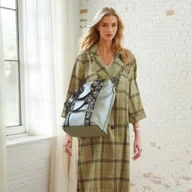 Torebki damskie - Torebka Damska Worek Shopperka srebrna - miniaturka - grafika 1