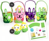 Prace ręczne dla dzieci - ZESTAW ZRÓB TO SAM KOSZYCZEK WIELKANOCNY DO UDEKOROWANIA KRÓLICZEK 4SZT - miniaturka - grafika 1