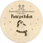 Kalendarze - Kalendarz adwentowy kółko drewniana BAZA z IMIENIEM dziecka na ścianę - miniaturka - grafika 1