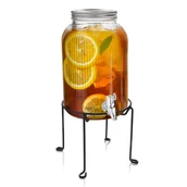 Pojemniki kuchenne - SŁOIK RYFLOWANY Z KRANIKIEM + STOJAK CZARNY AMBITION CURLY 4 L - miniaturka - grafika 1