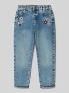 Spodnie i spodenki dla dziewczynek - Jeansy o kroju mom fit z wpuszczanymi kieszeniami - miniaturka - grafika 1