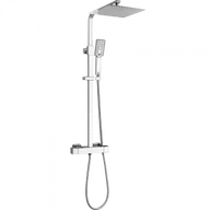 Zestawy prysznicowe - LAVEO PLQ 00TD KVADRATO Kolumna natryskowa z baterią termostatyczną Długość drążka: 740-1230 mm Wysokość: 740-1230 mm Szerokość: 270 mm Głębokość: 355 mm Wymiar słuchawki: 110x65 mm Długość węża: 1500 mm Wykończenie: chrom - miniaturka - grafika 1