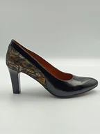 Czółenka - Unikalne czółenko czarny lakier złoty wąż skórzane polska marka PULSO r. 40 - miniaturka - grafika 1