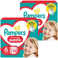 Pieluchy - Zestaw Pampers Pants, pieluchomajtki, rozmiar 6, 14-19 kg, 2 x 84 sztuki - miniaturka - grafika 1