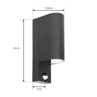 Lampy ogrodowe - Prios kinkiet zewnętrzny Tetje, czarny, okrągły, czujnik, zestaw 2 szt - miniaturka - grafika 1