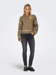 ONLY Sweter "Amanda" w kolorze jasnobrązowym - Swetry damskie - miniaturka - grafika 1