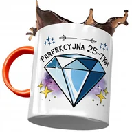 Kubki - Kubek Pomarańczowy na Urodziny 25 25te 25-te z Nadrukiem ze Zdjęciem + Opakowanie na prezent (wzór 03) - miniaturka - grafika 1