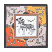 Apaszki i szaliki męskie - Jedwabna apaszka wzorzysta granatowo - pomarańczowa - miniaturka - grafika 1