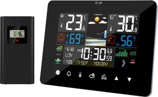 Stacja pogodowa, czujnik bezprzewodowy, obsługa wielu języków, czarny - Stacje pogodowe - miniaturka - grafika 1