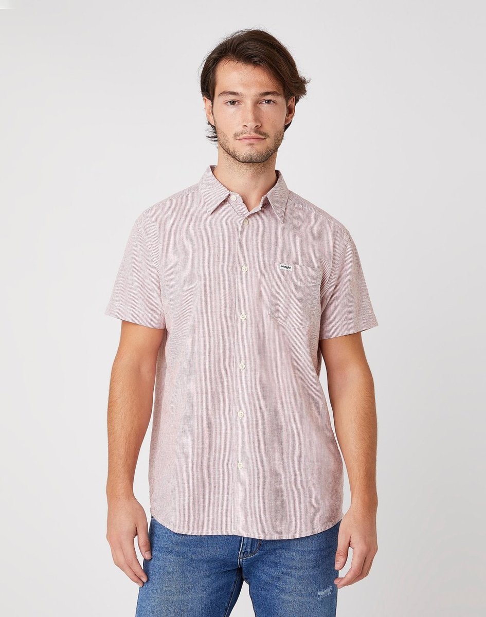 Koszula Męska Wrangler Ss 1Pkt Shirt Barn Red W5J6Ofxer-M
