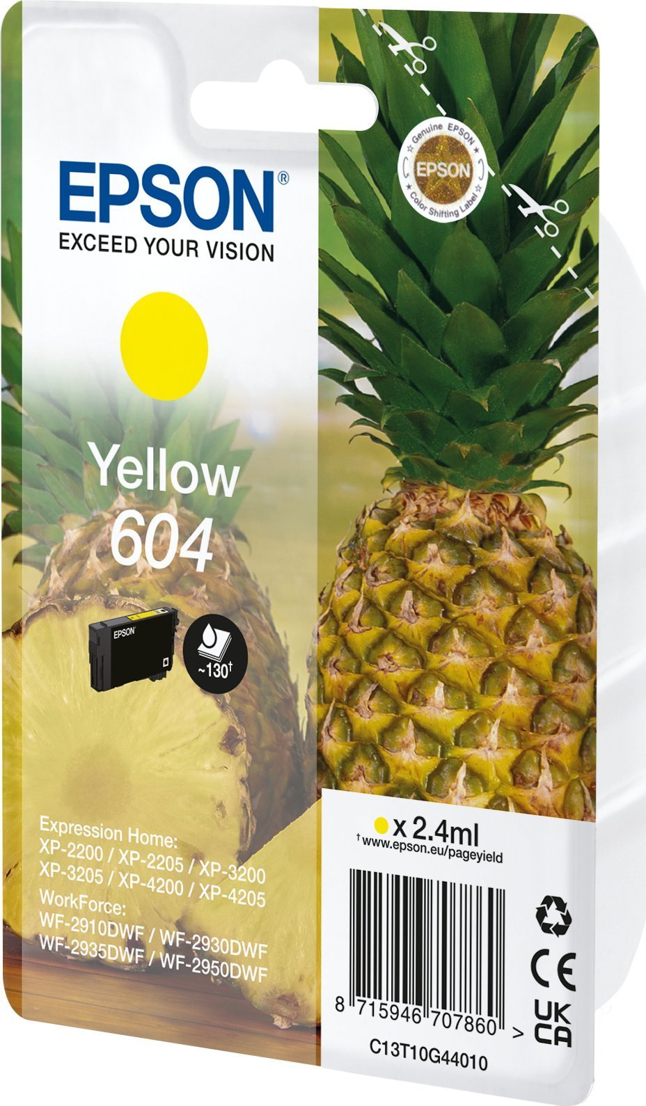 Tusz Epson Epson 604 Singlepack - 2.4 ml - Gelb - original - Blister mit RF- / akustischem Alarmsignal - Tintenpatrone - fur Expression Home XP-2200, 2205, 3200, 3205, 4200, 4205, WorkForce WF-2910, 2930, 2935, 2950