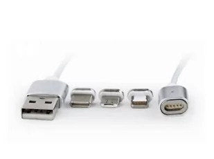 Gembird Kabel USB magnetyczny 3w1/1m/srebrny (CC-USB2-AMLM31-1M) - Kable USB - miniaturka - grafika 3