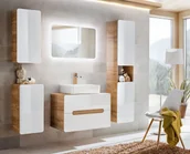 Meble łazienkowe - Komplet wiszących mebli łazienkowych Zeftox 4Q 80 cm - Biały połysk - miniaturka - grafika 1