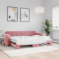 Sofy i kanapy - vidaXL Sofa rozsuwana, różowa, 80x200 cm, aksamit - miniaturka - grafika 1