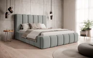 Łóżka - Łóżko tapicerowane Dream 140x200 - Designerskie łóżko z szafką nocną i stelażem z listew - Jasnoszary & Magic Velvet 2218 - miniaturka - grafika 1
