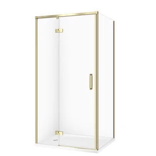 Kabina prysznicowa Cersanit Larga 100x80x195 prostokątna złoty mat transparentne z brodzikiem tako slim biały S601-459 - Kabiny prysznicowe - miniaturka - grafika 1
