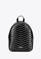 Torebki damskie - Damski plecak z imitacji skóry z dżetami czarno - grafitowy - miniaturka - grafika 1