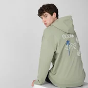 Bluzy męskie - Męska bluza dresowa nierozpinana z kapturem OUTHORN OTHSS23TSWSM329 - miętowa - miniaturka - grafika 1