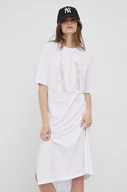 Sukienki - Armani Exchange sukienka 8NYAHX.YJ8XZ.NOS kolor biały midi prosta - miniaturka - grafika 1