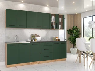 Kuchnia Z Blatem Nowoczesna Narożna 4.6m Wotan Biała Mat Butelkowa Zieleń - Meble kuchenne - miniaturka - grafika 1