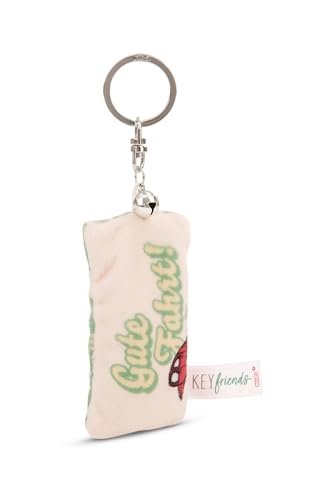 NICI 62120 breloczek do kluczy, mini pluszowa poduszka, 8 cm, z dzwoneczkiem, kolorowy towarzysz do plecaka lub torby, uchwyt na klucze dla małych i dużych