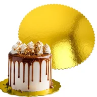 Dodatki do ciast w proszku - Podkład Pod Tort Złoty Karbowany Podkładka Okrągła Na Ciasto Ślub 30cm - miniaturka - grafika 1