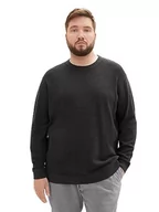 Swetry męskie - TOM TAILOR Plussize sweter męski, 10617-Black Grey Melange, XXL - miniaturka - grafika 1