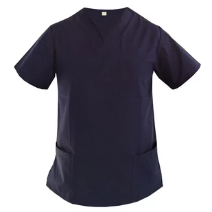 Bluza damska ochronna 100% bawełna chirurgiczna medyczna granatowa 3XL - Odzież medyczna - miniaturka - grafika 1