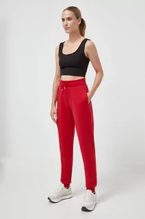 Spodnie damskie - Guess spodnie dresowe kolor czerwony gładkie - grafika 1