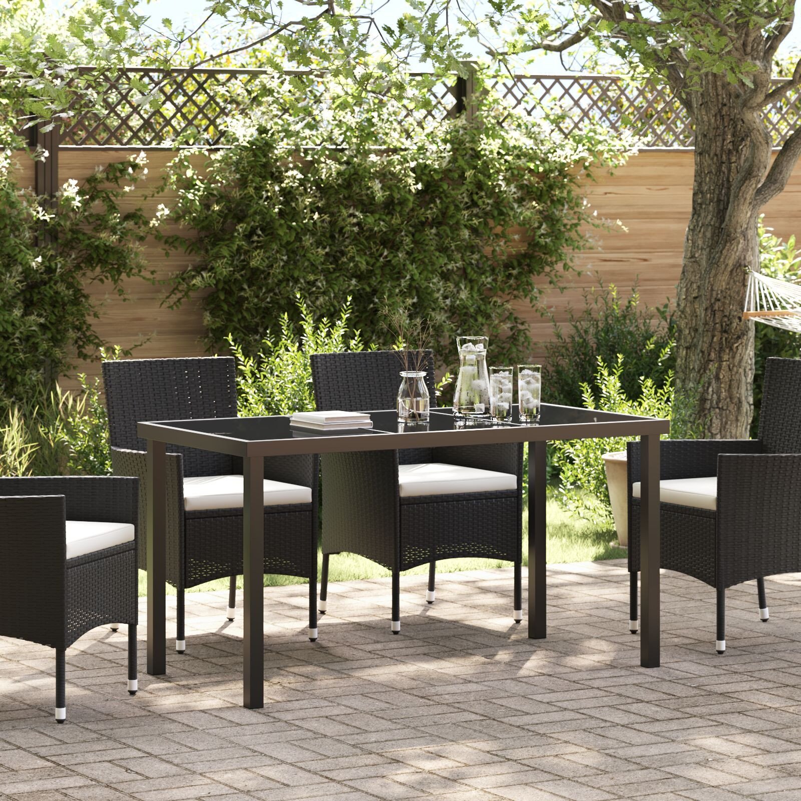 vidaXL Czarny Stół Ogrodowy 140x80x73 cm Szkło Hartowane