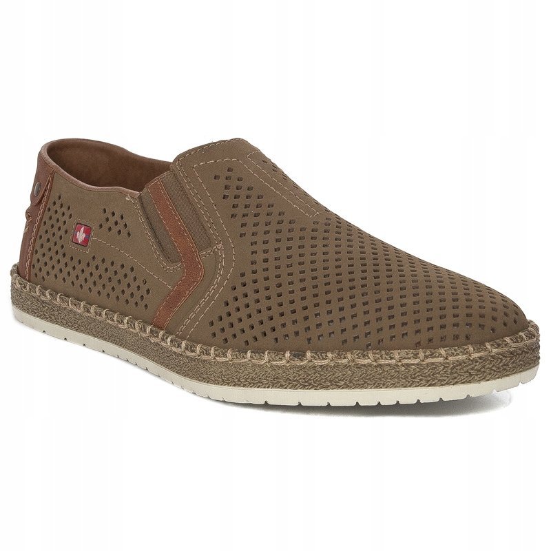 Półbuty męskie Rieker skórzane buty wsuwane B5297-64 bezowe r.43
