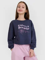 Bluzy dla dziewczynek - 4F Bluza dresowa nierozpinana bez kaptura dziewczęca - szara 122 (6-7 lat) - miniaturka - grafika 1