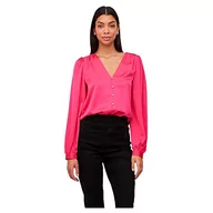 Bluzki damskie - Vila Damska różnorodność dekolt w serek L/S Shirt/SU-NOOS bluzka, Pink Yarrow, 34, różowy, 34 - miniaturka - grafika 1