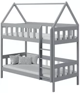 Łóżka dla dzieci i młodzieży - Szare piętrowe łóżko dziecięce w kształcie domku Gigi 3X 160x80 cm - miniaturka - grafika 1