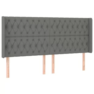 Lumarko Zagłówek do łóżka z LED, ciemnoszary, 183x16x118/128cm, tkanina - Inne meble do sypialni - miniaturka - grafika 4