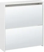 Szafki na buty - BELIANI Szafka na buty biała płyta MDF lustrzane fronty dwie przegrody nowoczesny design do przedpokoju - miniaturka - grafika 1