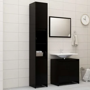 vidaXL vidaXL 3-cz. zestaw mebli łazienkowych, wysoki połysk, czarny, płyta 8720286166420 - Meble łazienkowe - miniaturka - grafika 1
