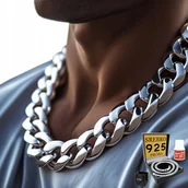 Naszyjniki męskie - SREBRNY Łańcuszek Męski GRUBY Pełny SREBRO 925 Łańcuch 13mn DIAMENTOWANY - inna (Inny) - miniaturka - grafika 1