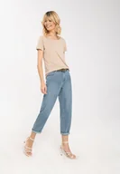 Spodnie damskie - Spodnie jeansowe damskie, Mom Fit, D-TELLSY - miniaturka - grafika 1
