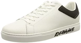 Armani Exchange Męskie tenisówki z tyłu i boku, Op biały czarny, 9,5 UK - Trampki męskie - miniaturka - grafika 1