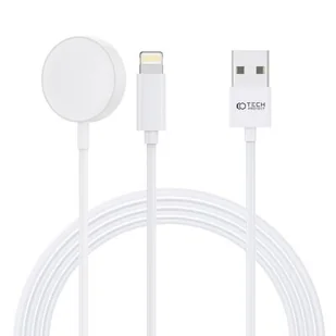 Ładowarka indukcyjna do Apple Watch z kablem do iPhone USB-A / Lightning 1,5 m, Tech-Protect UltraBoost, biała - Akcesoria do smartwatchy - miniaturka - grafika 1