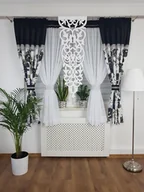 Firany - Modny zestaw zasłon, firan oraz panelu ażurowego- czarny - miniaturka - grafika 1
