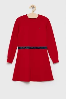Sukienki - Tommy Hilfiger Sukienka dziecięca kolor czerwony mini rozkloszowana - grafika 1