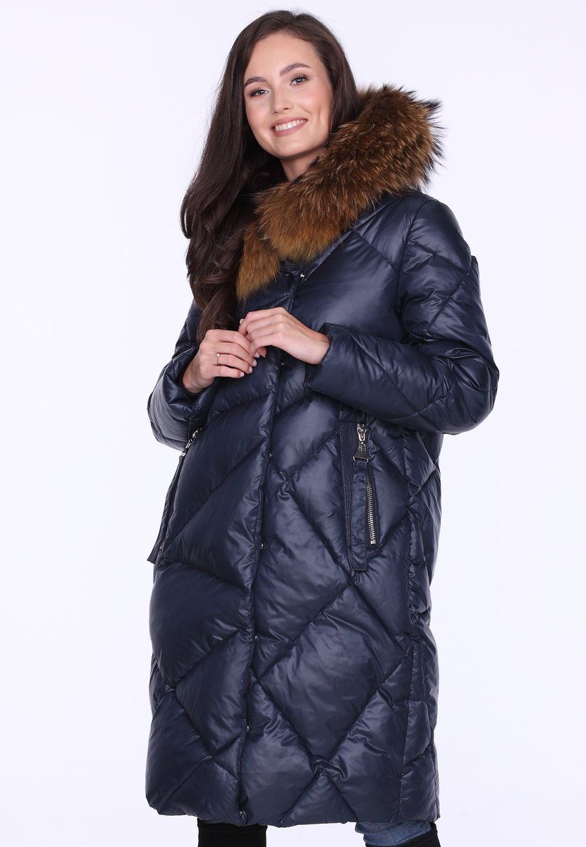 ELEGANCKA KURTKA DAMSKA PUCHOWA Z FUTREM JENOTA