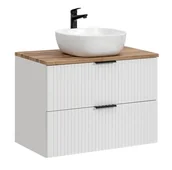 Szafki łazienkowe - Szafka łazienkowa z umywalką, Adel, 80x46x57 cm, biały, dąb wotan, mat - miniaturka - grafika 1