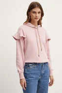 Bluzy damskie - Silvian Heach bluza bawełniana LINDER damska kolor różowy z kapturem gładka GPA24338FE - miniaturka - grafika 1