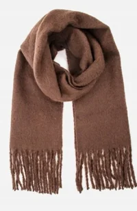 ONLY SZALIK DAMSKI BRĄZOWY Z FRĘDZLAMI JGB - Apaszki i szaliki damskie - miniaturka - grafika 1